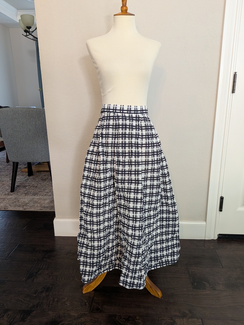 Anthropologie Maeve Black and White Plaid Maxi Skirt